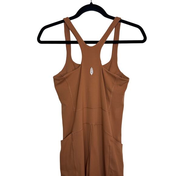 New Free People Movement Never Better Brown Runsie Racerback Romper size S - Picture 8 of 9